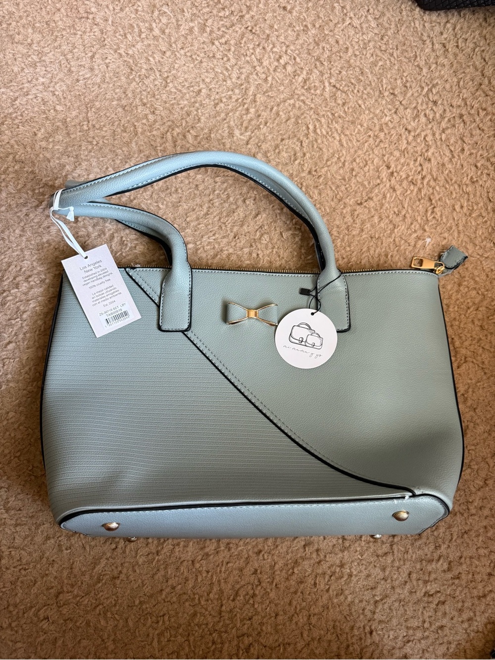 Bow Accent Light Blue Tote Bag - Unknown Brand